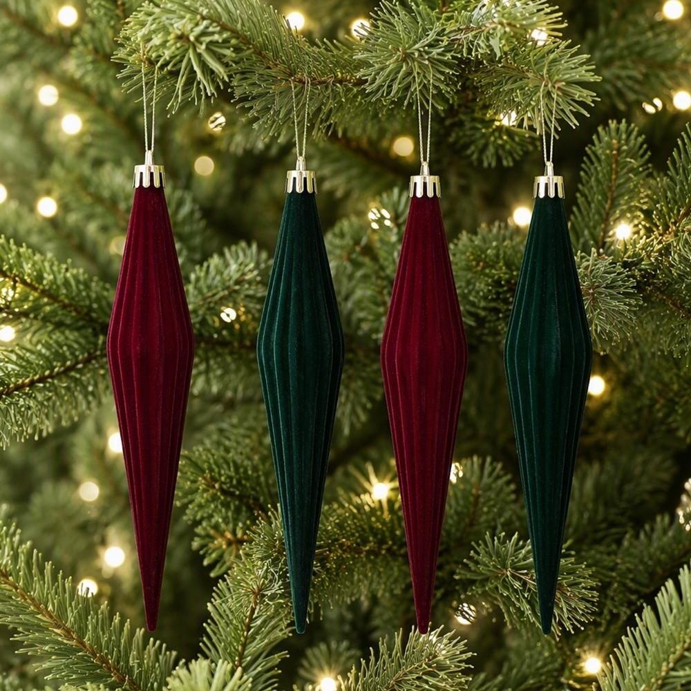 6Pcs Flocked Christmas Flocked Balls Set Plastic Hanging Decorations Tree Decoration