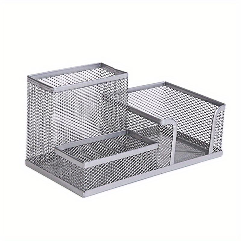 1pc Three grid combination iron mesh metal pen holder -a desktop multifunctional organizer for early learning classroom supplies