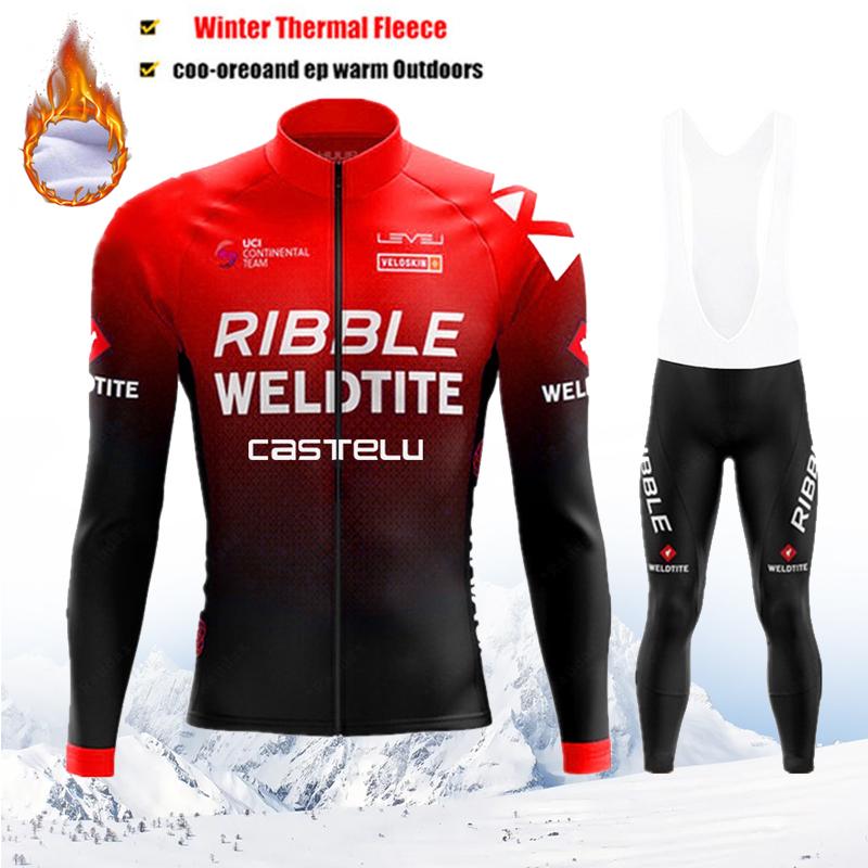 Maglia da Ciclismo Termica in Pile Invernale Uomo Mtb Clothing Man 2026 Giacca Uniforme Vestiti per Bicicletta Completo Tricot Bib Maillot Set