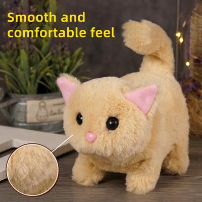 Kids Electric Plush Cat Toy Walking Head Shaking Tail Wagging Interactive