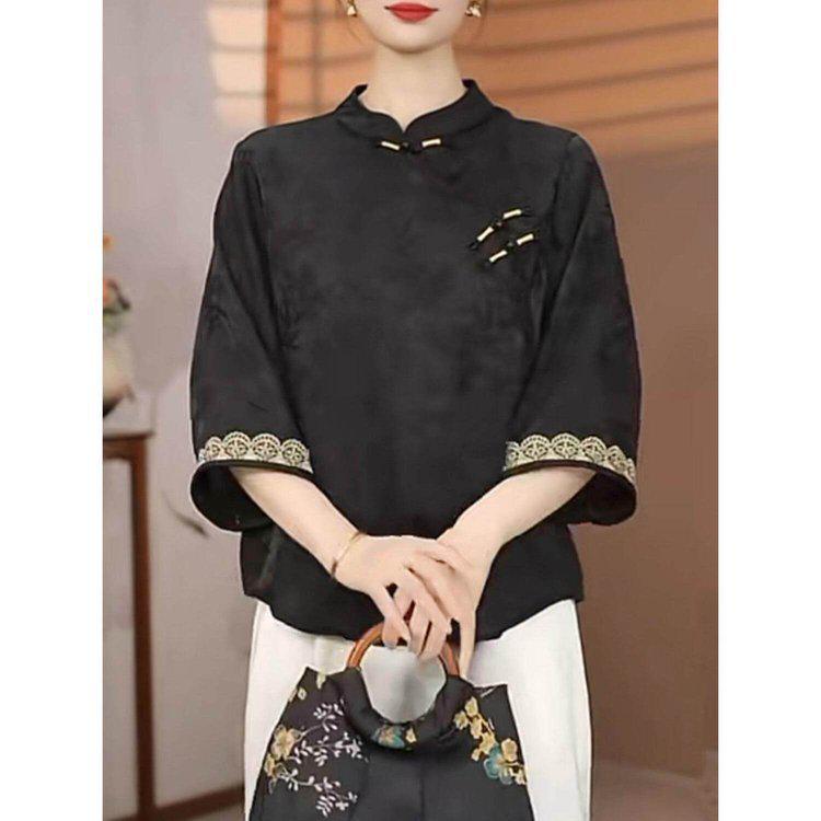 2026 Summer Chinese-Style Elegant Shirt for Middle-Aged & Elderly Women
