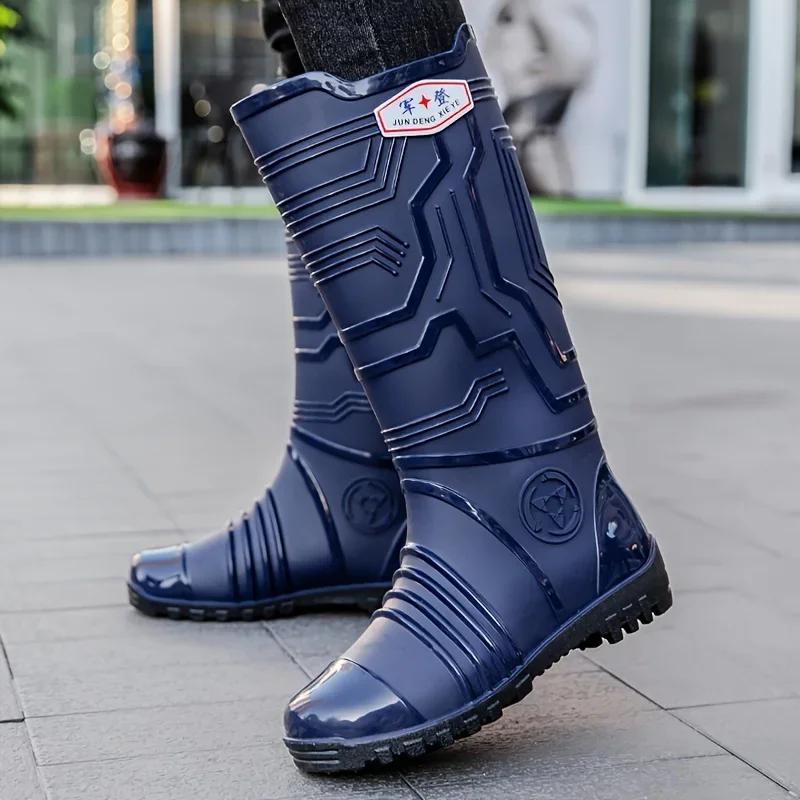 MEN'S high quality PVC waterproof rain boots comfortable non-slip durable garden shoes chunky fishing outdoor activities shoes