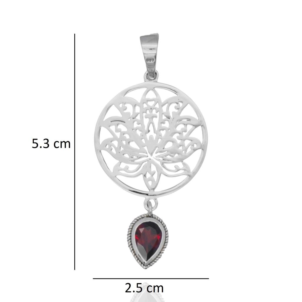 Natural Garnet Pendant: 925 Sterling Silver Designer Jewelry