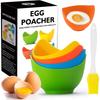 4Pcs/set Silicone Egg Boiler with Oil Brush, Egg Poacher Cups, Non-stick Anti-scalding, for Perfect Poached Eggs, Kitchen Tool