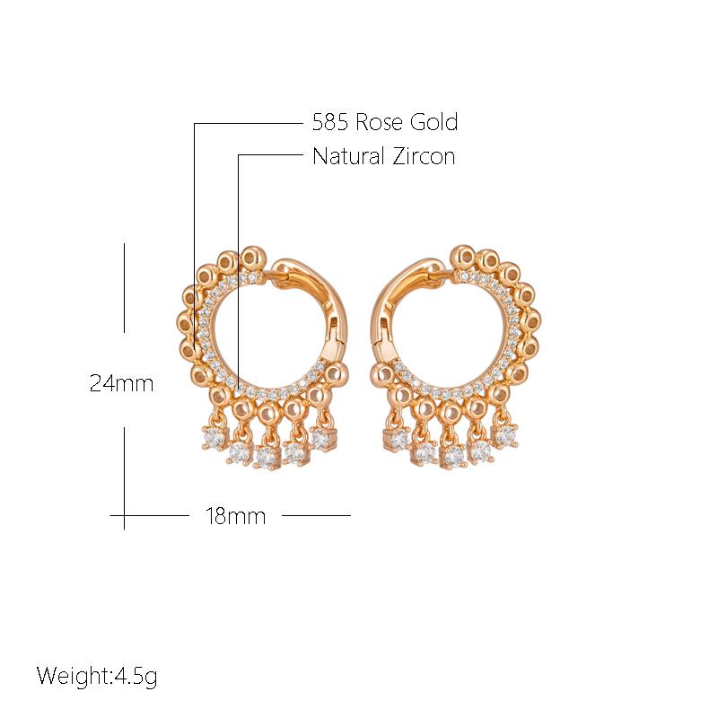 New Natural Zircon Tassel Dangle Earrings For Women Luxury  Rose Gold Color Ethnic Bride Unique Daily Fine Cute Jewelry