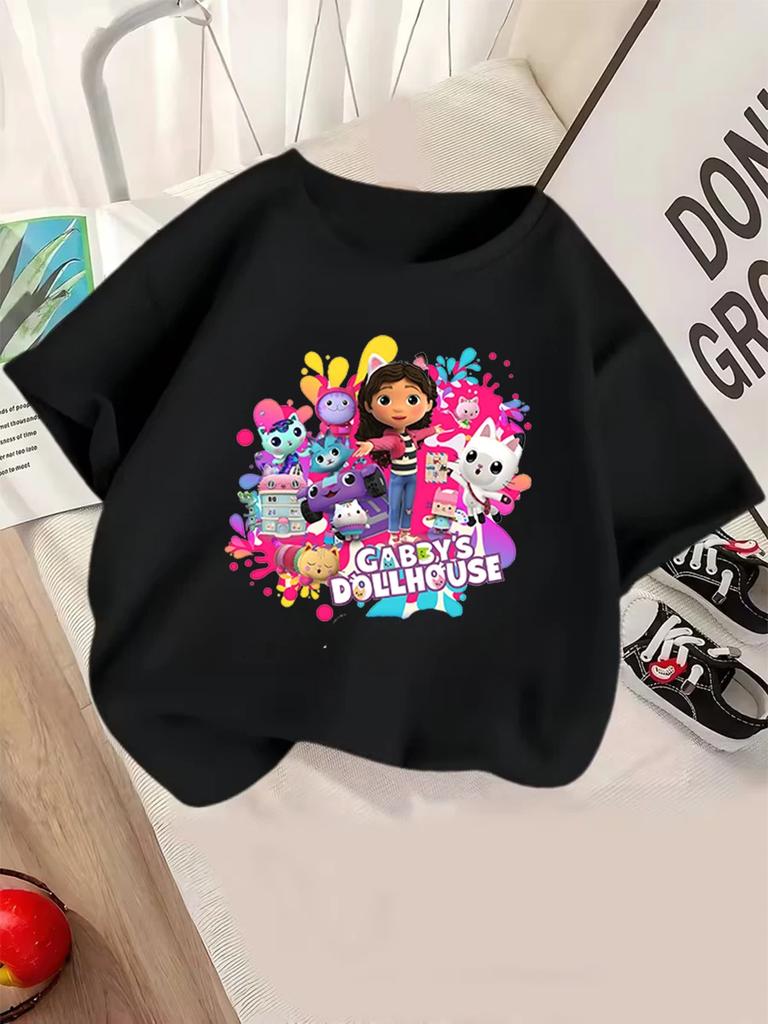 CatRat Gabby's Dollhouse Short Sleeve T Shirt Children Summer Cute Cartoon Crewneck Boys Girls Ages 3-14