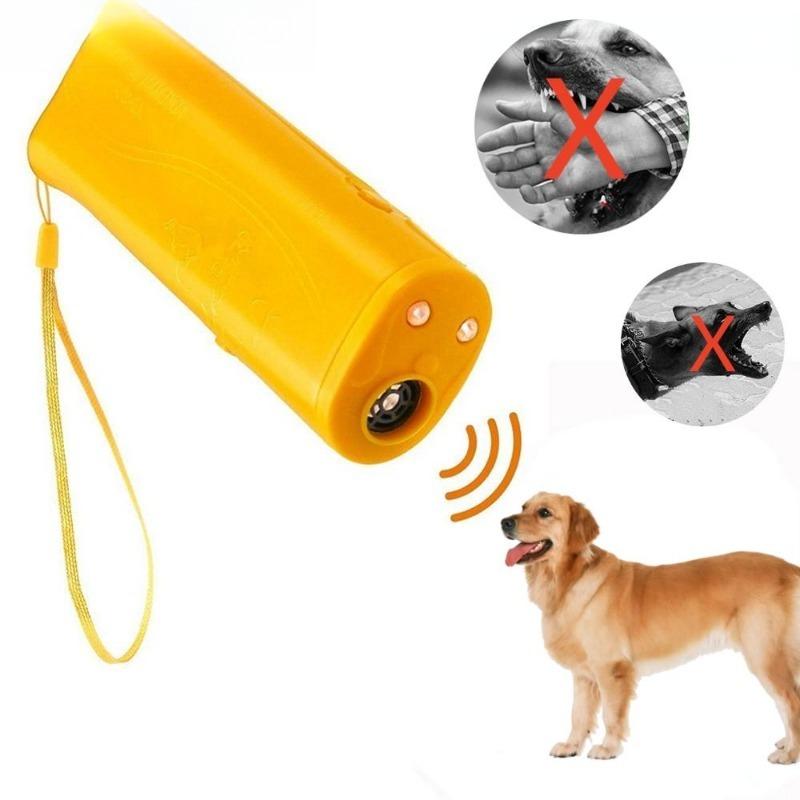 3 In 1 Et Dog Repeller Anti Barking Device Ultrasonic Dog Repeller Stop Bark Control Training Supplies With LED Flashlight