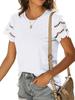 Women's Summer New Floral Lace Patchwork Short Sleeve T-Shirt Crew Neck Slim Fit Top