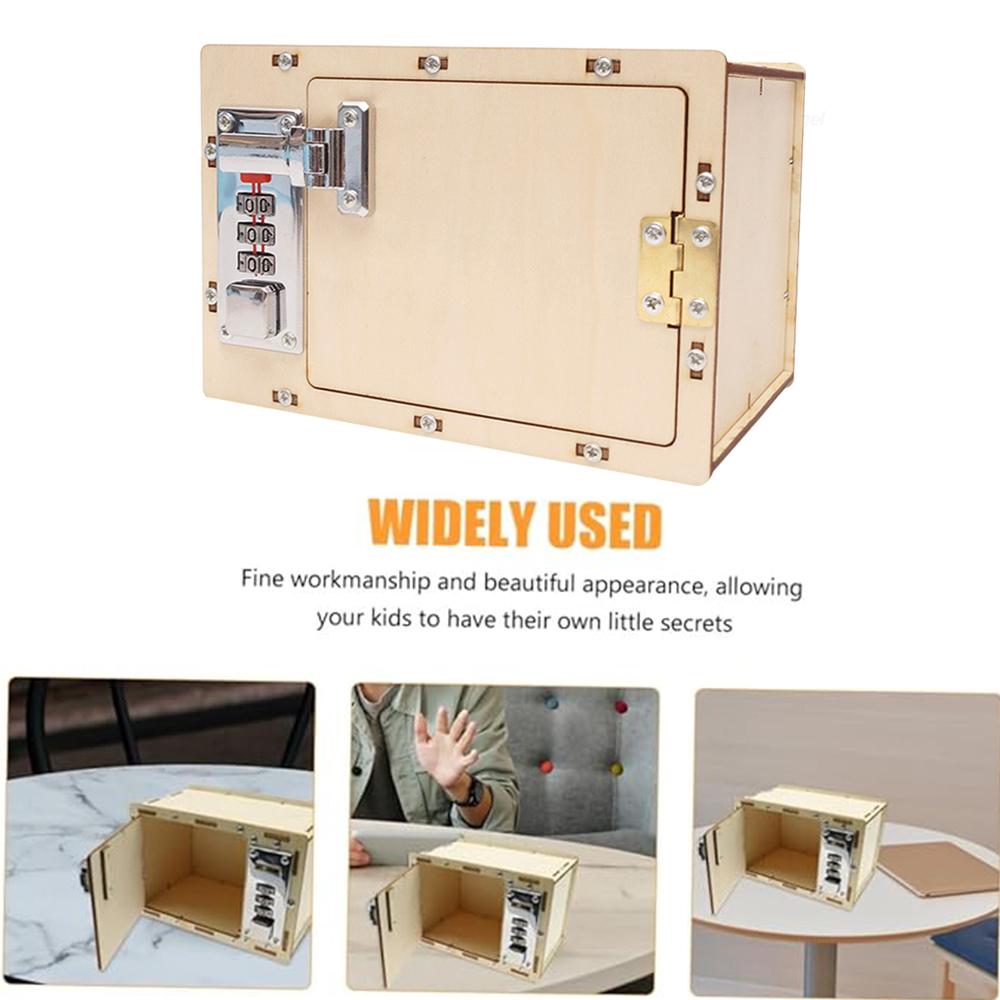 DIY Wooden Password Box for Kids Assembling Manual Machine Code Box Mechanical Lockbox Science Experimental Money Financial Toys
