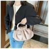 Vintage solid color pleated design women's bag, French style crossbody small bag, exquisite and elegant versatile handbag