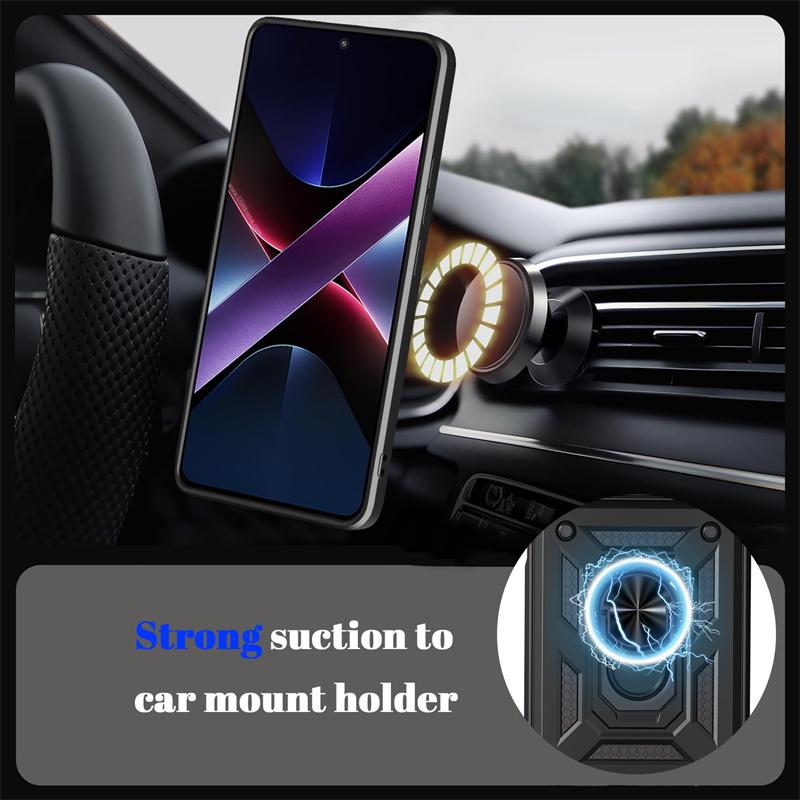 Heavy Duty Armor Magnetic Ring Holder Case For Samsung Galaxy A07 4G A27 A37 A57 5G Funda Slide Camera Lens Protect Cover Coque