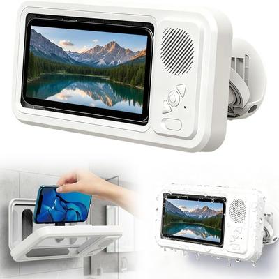 Cutie Impermeabilă pentru Telefon Mobil pentru Baie Difuzor Bluetooth Audio Suport TV pentru Baie Suport Telefon Mobil pentru Duș Rotație 360° Ecran Tactil Rezistent la Abur pentru