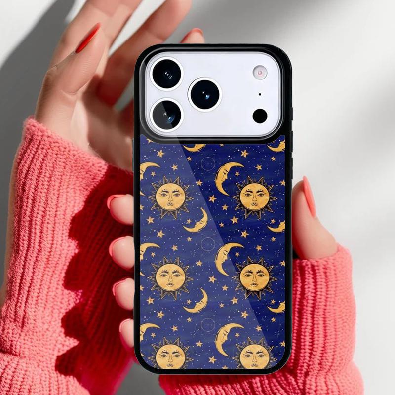 

Забавный чехол для телефона с принтом лица Солнца и Луны для iPhone 17 16 15 14 13 Pro Max Задняя крышка для 12 11 Pro Coque iPhone Air