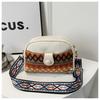 Ethnic Style Fashion Shoulder Bag 2024 Spring New Simple Large Retro Single Shoulder Slant Small Square Bag Blue