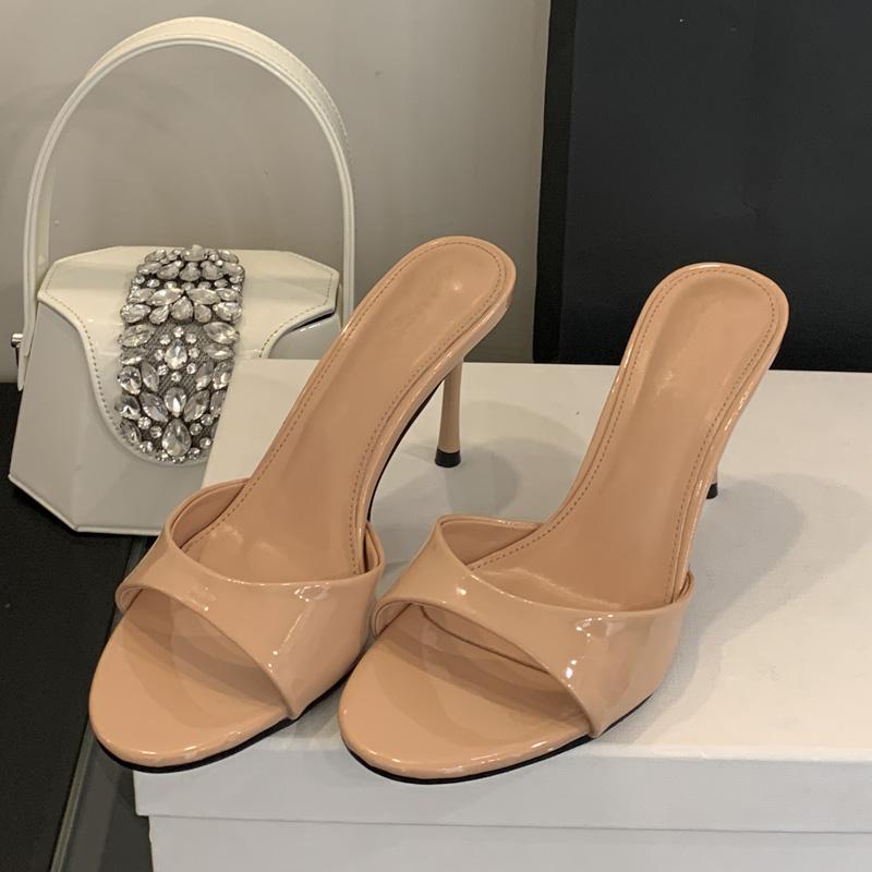 2025 Nová letní móda Dámské pantofle s otevřenou špičkou Nazouvací Elegantní tenký podpatek Společenské lodičky Dámské pantofle Zapatillas De Mujer