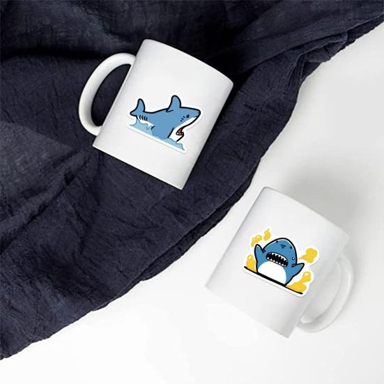 50ks/sada Cartoon DIY Phone Sticker Samolepící vodotěsný PVC obal na žraloka Pohár na zavazadla Skateboard Laptop Scrapbook Graffiti obtisk