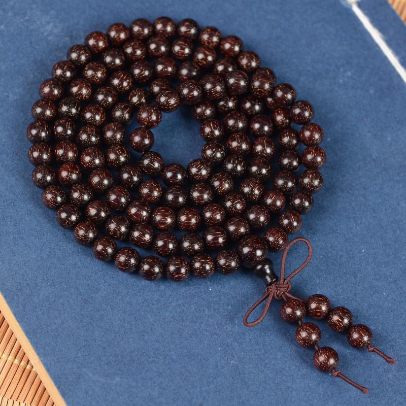 Golden Sandalwood Buddhist Prayer Bracelet: 108 Green Sandalwood Beads
