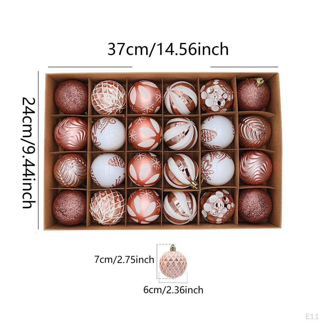 24 Christmas Baubles, Decorative Balls, Pendants, Ornaments, Versatile, Easy to Assemble, for Gifts,