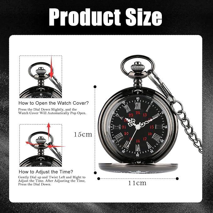 TecoKart® Roman Pocket Watch for Men – Vintage Retro Pocket Clock with Chain, Antique Watch for Men
