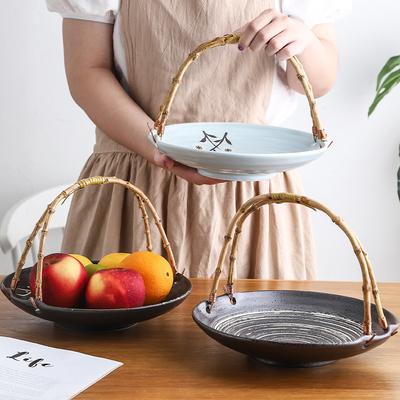 Ceramic Tray Handle Tippanyaki Ceramic Inventory Heart Tray Snack Fruit Dried Fruit Tableware