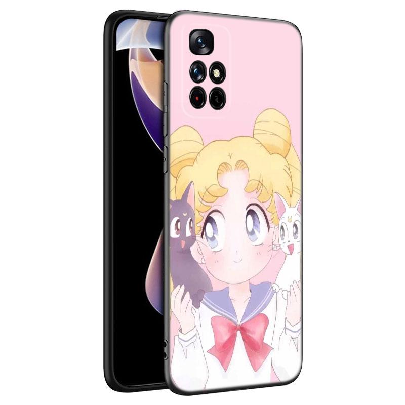 Θήκη Κινητού Σιλικόνης Μαύρη Anime Sailor Moon Για Xiaomi Redmi Note 10 11 11S 12 13 4G 8 9 11T Pro 5G Plus 8T 9S 10S 12S