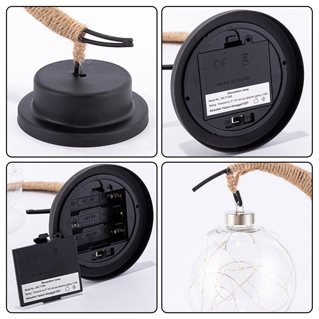 LED Table Lamp Hemp Rope Wrought Iron Moon Ball Decorative Bedside Night Lamp for Children Holiday Party Gift