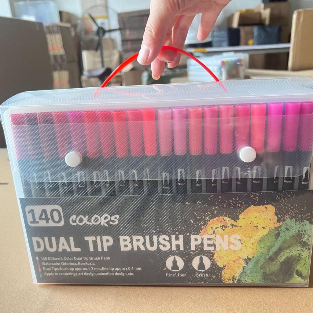 Water-based Double-ended Watercolor Pen Set with Colored Fine Liner and Soft Tip