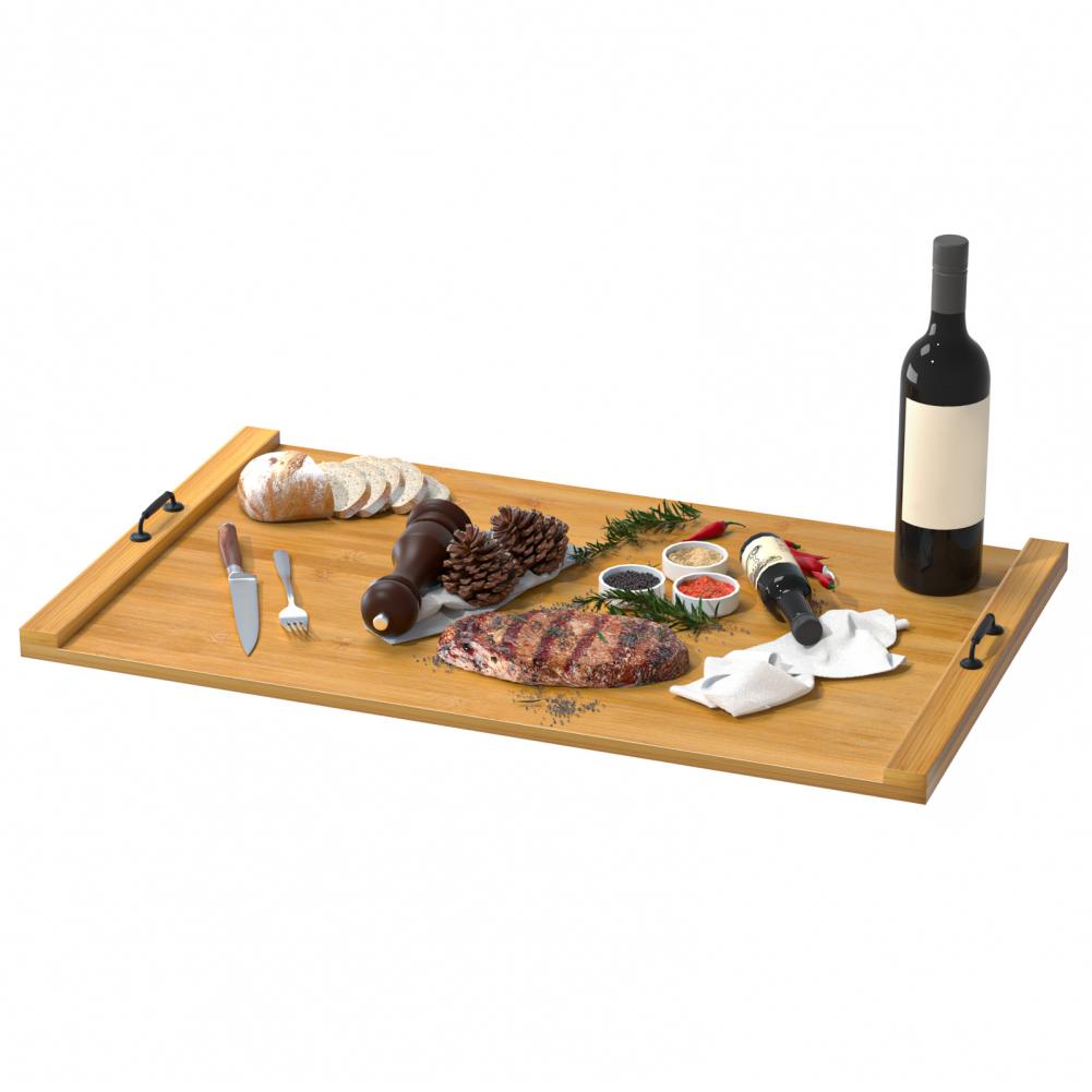 Stove Top Cover Board with Handles, Noodle Board Stove Cover with Non-slip Silicone Mats, Wooden Serving Tray Stove Top Cover burlywood