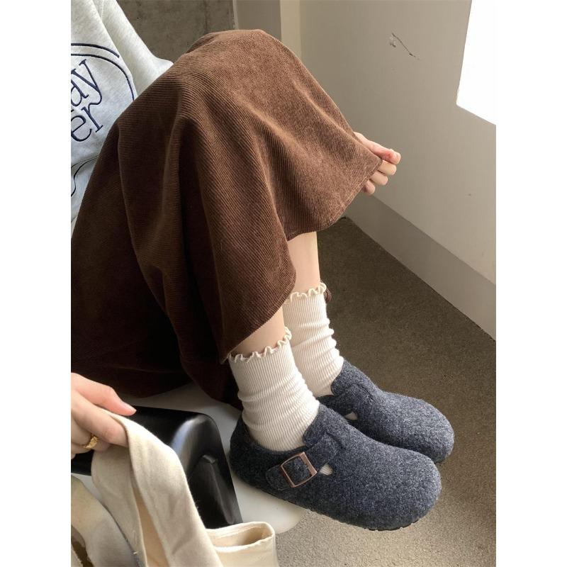Autumn and Winter New Retro Lazy People Pedal Thick Soles To Increase Height, Ugly and Cute Single Shoes Women's Shoes