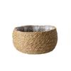 Straw Woven Flowerpot Round Planter Storage Basket for Home Balcony Office Room 20x11cm