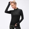 New Women'S T-Shirt Quick Drying Jacket Long Sleeved Yoga Sportswear Fitness Running Slim Fit Top Half Zip Hoodie