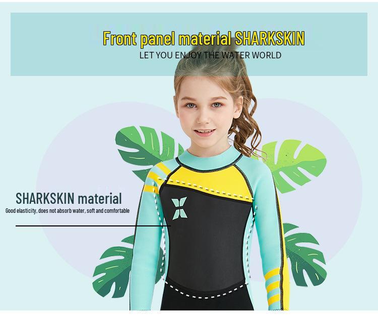 Girls' Long Sleeve 2.5MM Wetsuit: Thickened, Warm, UV-Protected One-Piece for Surfing and Snorkeling