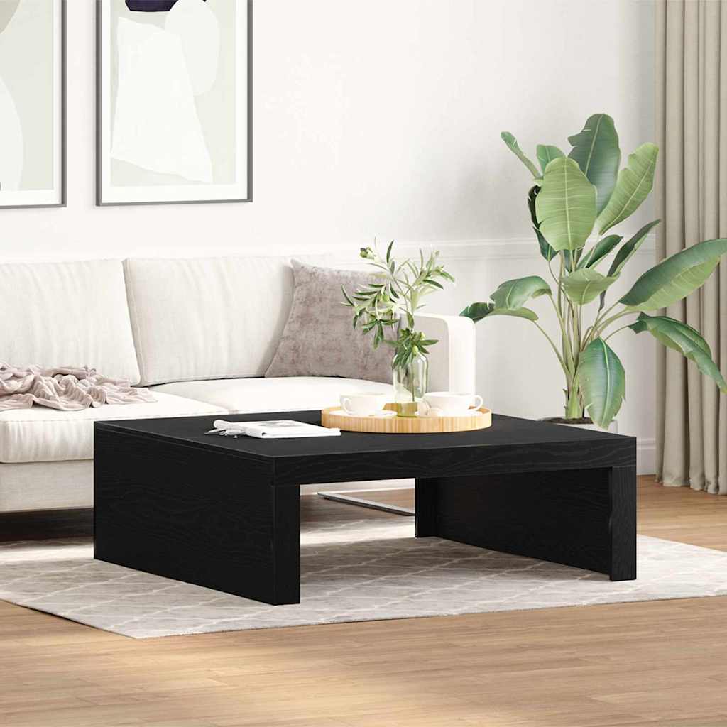 Coffee Table Black Oak Look 100 X 100 X 35 Cm Engineered Wood