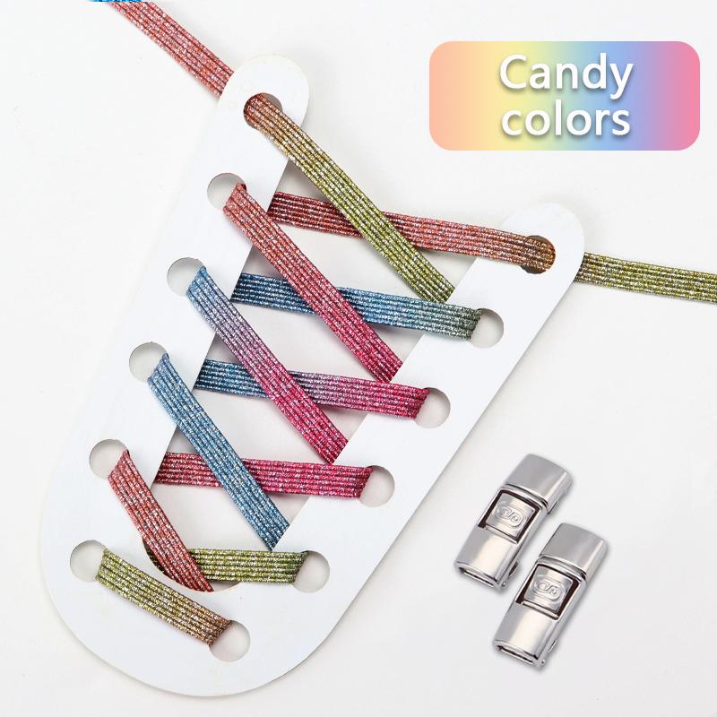 Brand Glitter Shoelaces Without Ties Elastic Laces Sneakers Tennis No Tie Shoe Laces Kids Adult Wide Shoelace Shoe Accessories