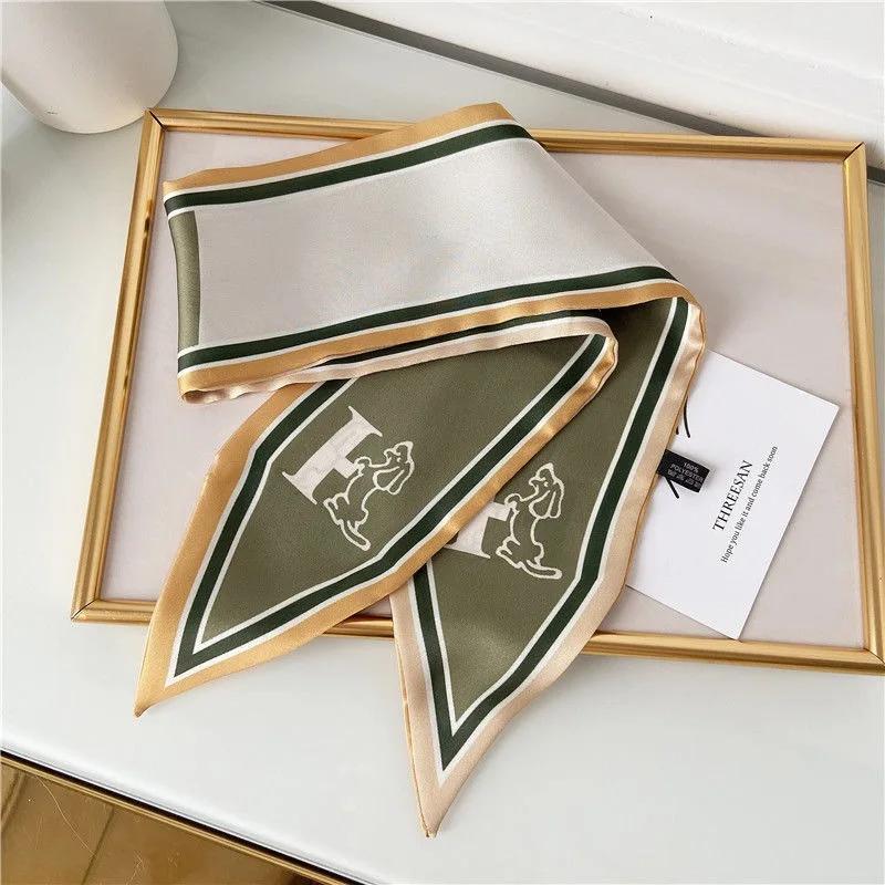 Fashion Women Letter Hair Ribbons French Elegant Long Headband Bag Strap Accessories Girls Bow Knot Long Hair Scarf HairBands