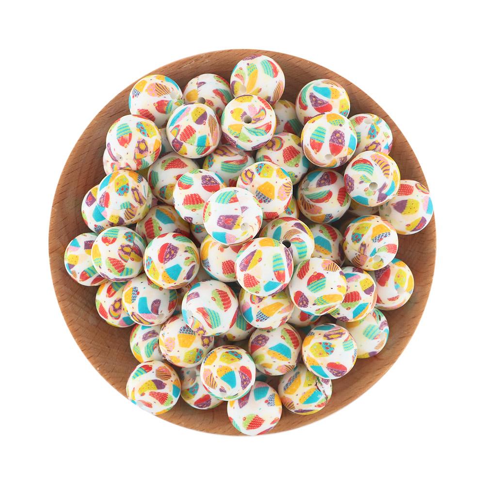 15MM Leopard Silicone Printed Beads 20pcs For Making DIY Jewelry Accessories Bracelet Necklace Making