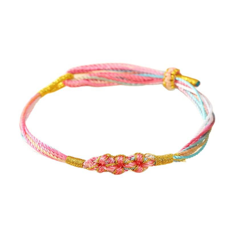 Five-Color Dragon Boat Festival Longevity Thread Bracelet with Peach Blossom Knot, Unisex DIY Hand Rope Gift
