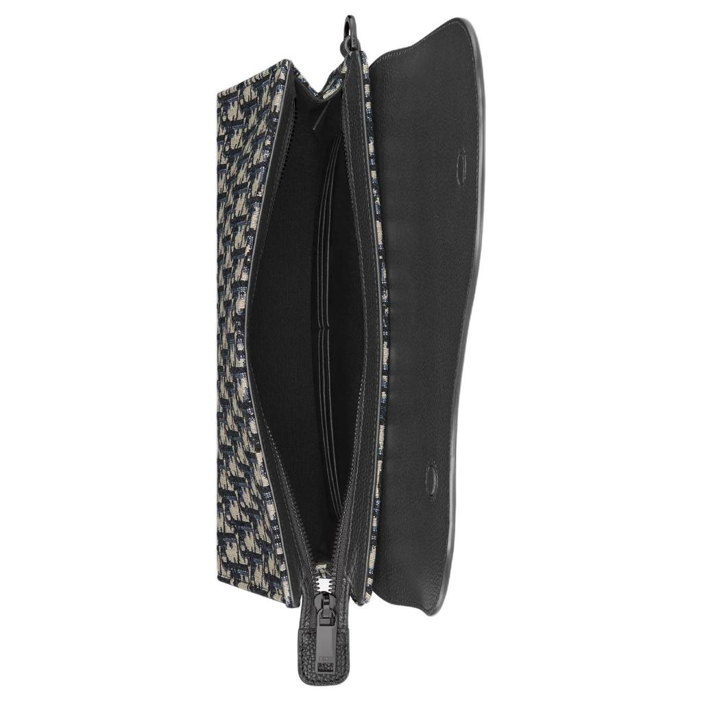 Dior Saddle Removable Strap Logo Cotton And Leather Clutch Unisex Clutch Beige Black 2ADCA540YKS-H27E