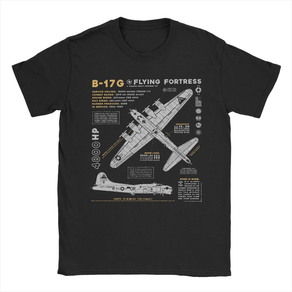 B17 Flying Fortress TShirt Men Fighter Plane WW2 War Pilot Aircraft Airplane 100 Cotton Tee Shirt O Neck T Shirt Gift Clothes