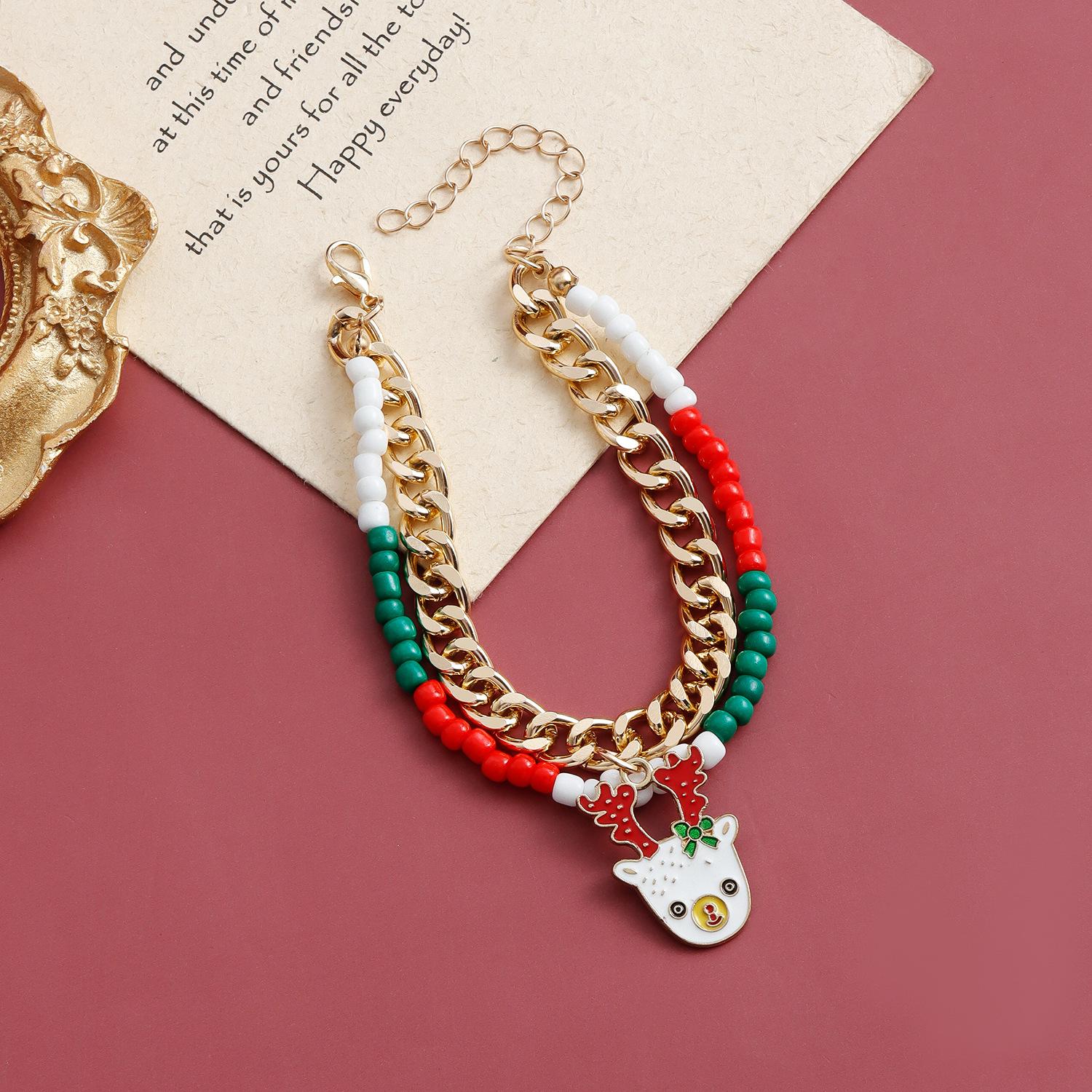 

Корейский тренд двухслойный браслет-цепочка классический Санта-Клаус снеговик браслет праздничные украшения