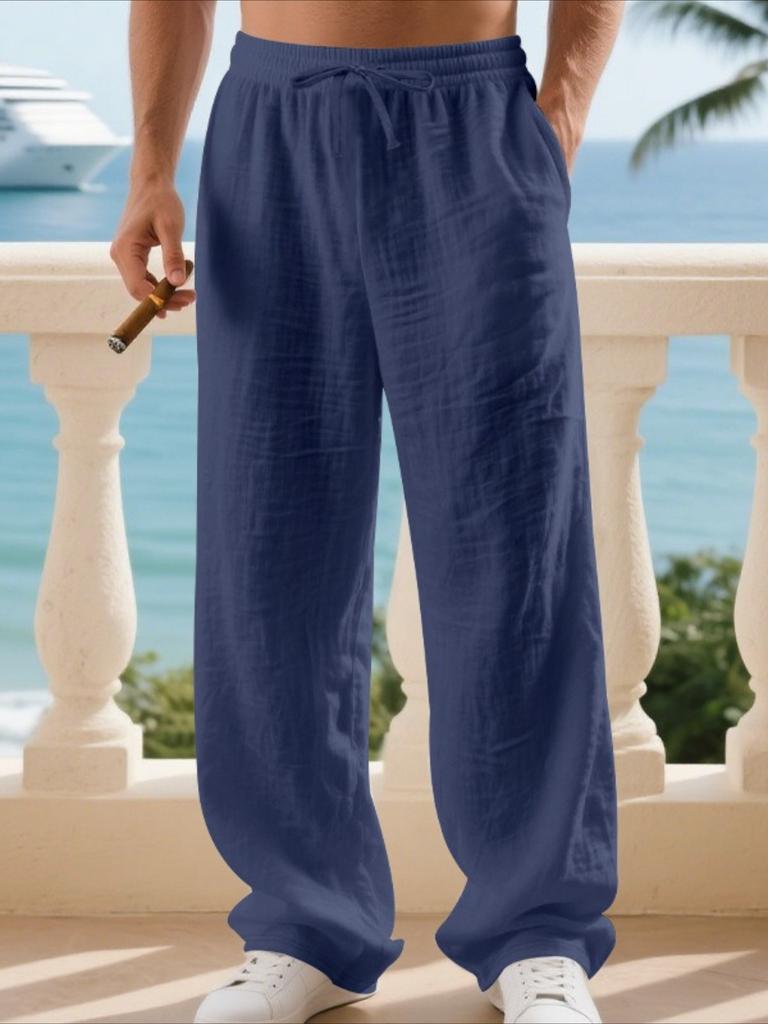 Men's White Relaxed Fit Linen Drawstring Pants - The Ultimate Summer Essential for Cruise Vacations and Tropical Resort Getaways