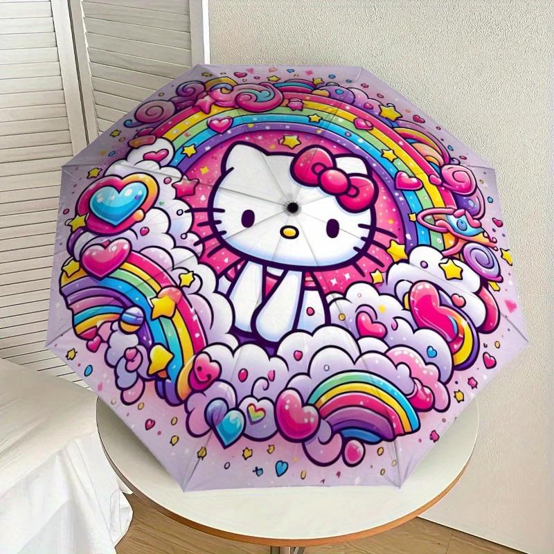 1pc Hello Kitty Rainbow Clouds Umbrella with Plastic Handle,Suitable for All Seasons Home Travel Outdoor UmbrellaSanlio531
