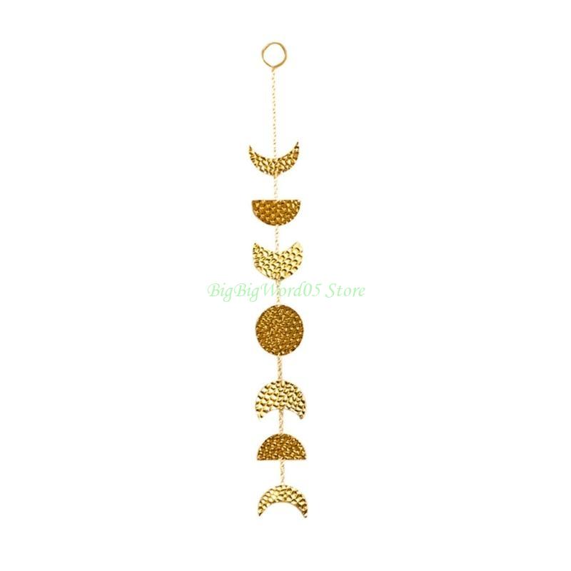 

24TE Moon Phase Wall Hanging Ornaments Moon Garlands Metal Chain Art Bohemian Bedroom Office Nursery Home Decorations CN