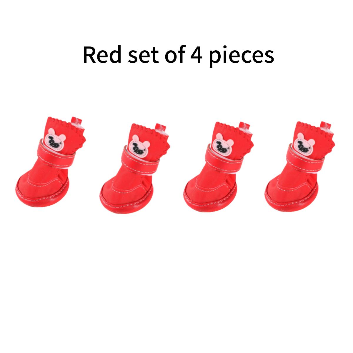 

Dog Snow Boots Shoes Cotton Supplies Teddy Snow Boots Waterproof Warm Anti Slip Ratio Compared Bears Autumn Winter Pet Cat Shoes NO.6 червоний