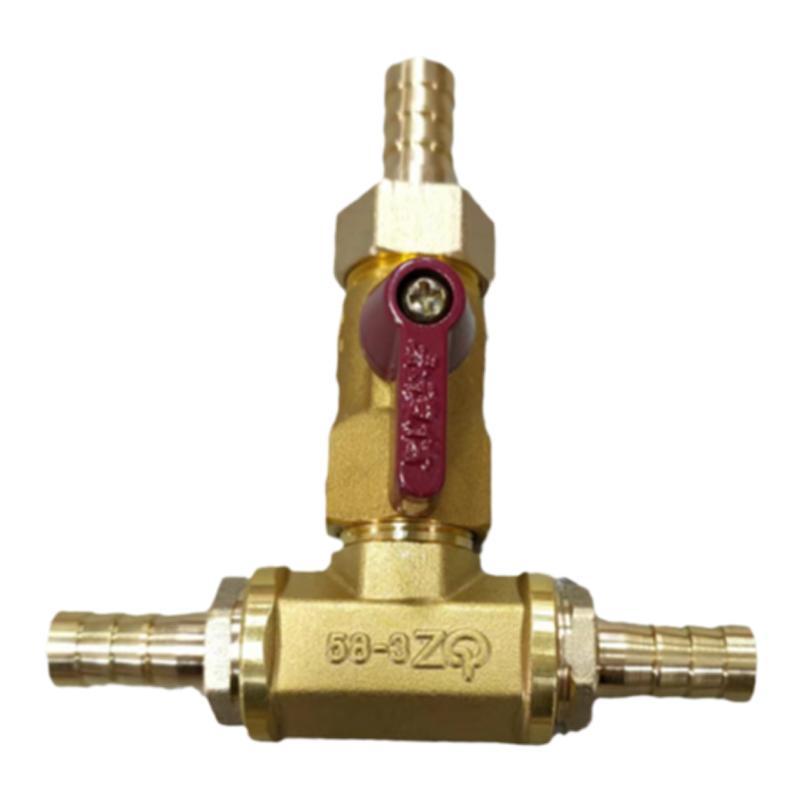 Brass Push-to-Connect Ball Valve Reducing Tee for Water Pipes (Sizes: 6/8/10/12/14/16mm)