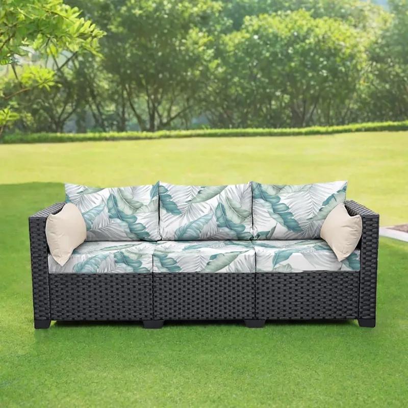 Patio Waterproof Printing Sofa Seat Furniture Protector Slipcover Stretch Sofa Cushion Cover with Elastic Bottom for Living Room