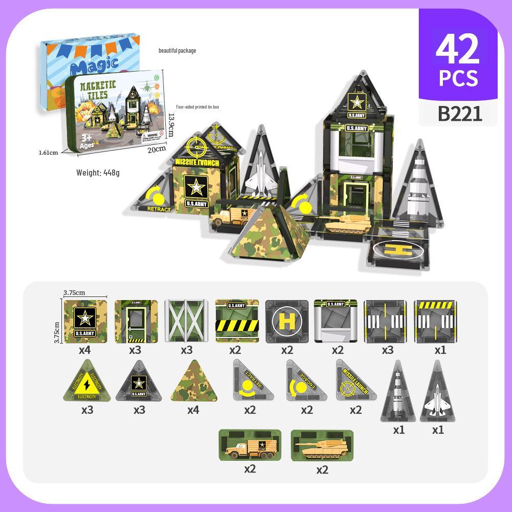 Cross-Border Magnetic Building Block Set for Kids - Educational Military Theme Toy 3.75 cm