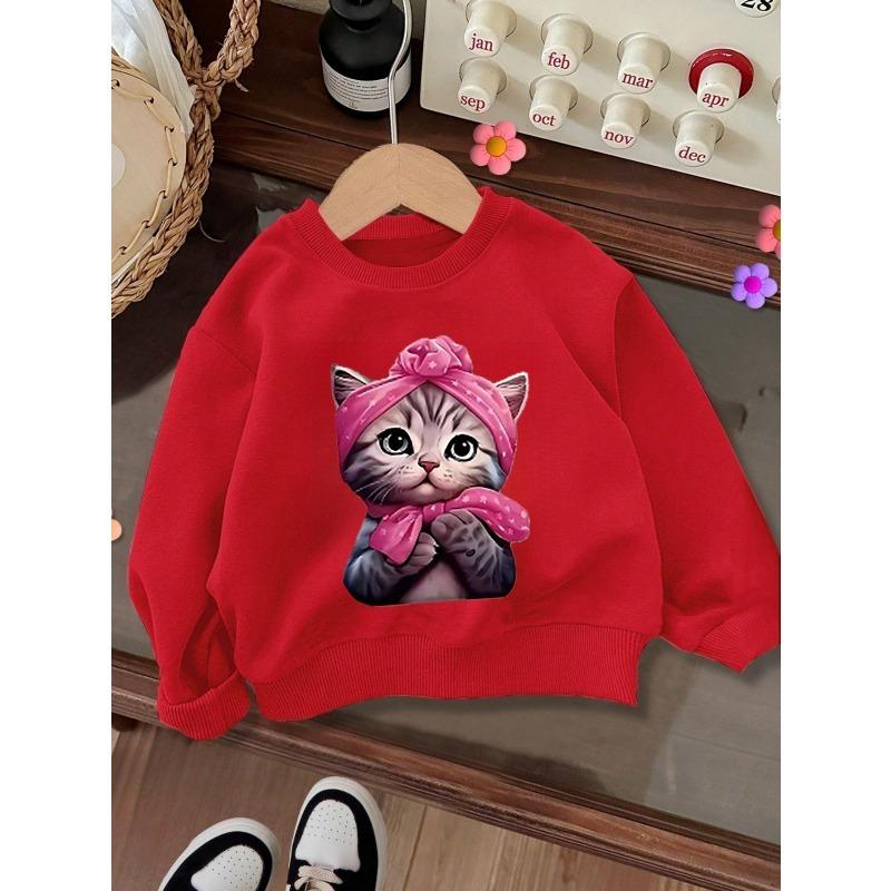 European sizes Kids' Winter Warm Round Neck Sweatshirt - Cozy Casual Sweater with Random Cute Blouse Prints, Warm Fall & Winter Outfits