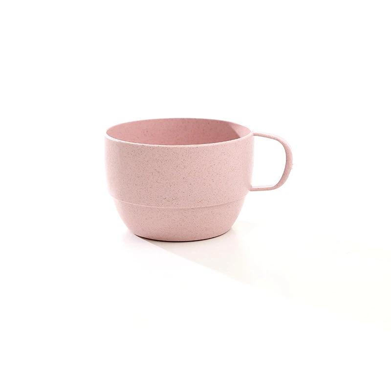 

Practical New Wheat Straw Milk Cup European Style Coffee Tea Mug Simple Breakfast Drinking Cup Eco-friendly Drinkware 201-300ml рожевий