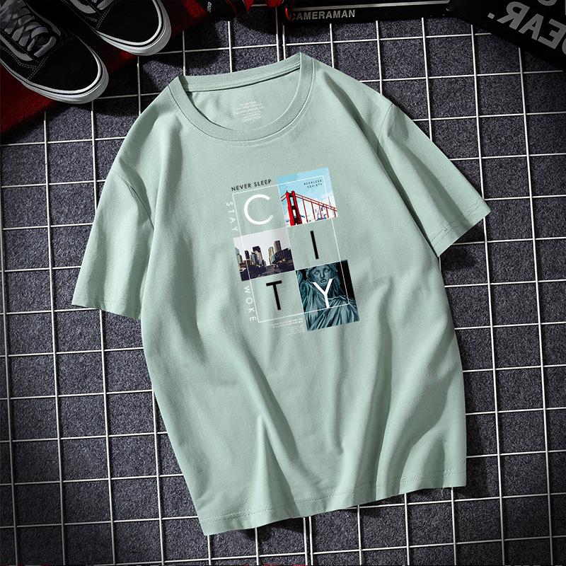 City 8 Colors Plus Size Men Short Sleeves Cotton T-shirt Casual Loose Tee